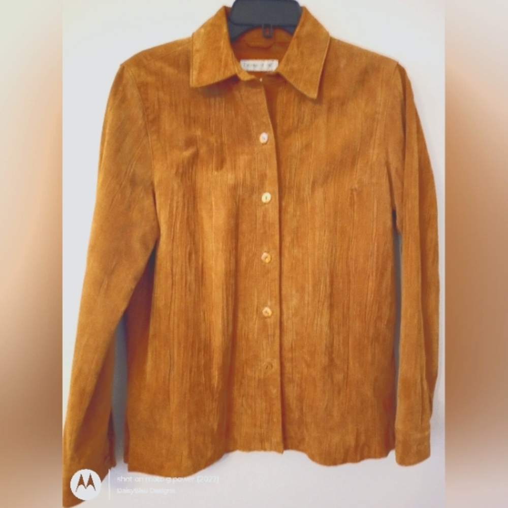 Coldwater Creek Suede leather Brown Jacket Shirt Ladies Small